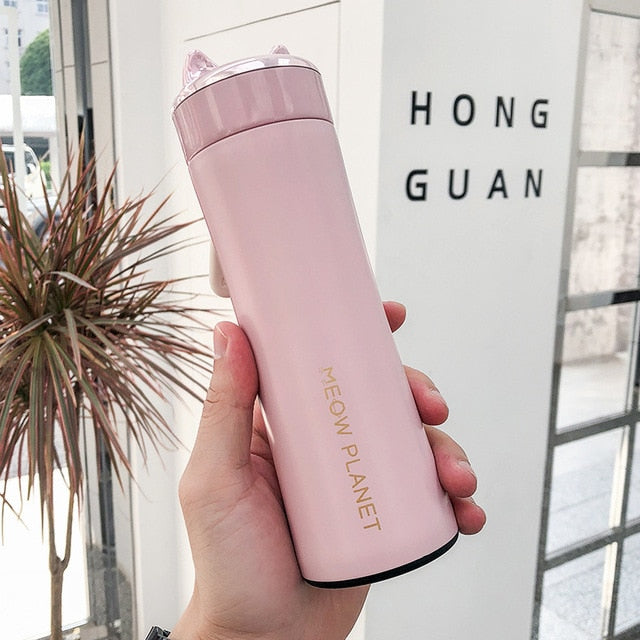 320ml 11oz Cat Ears Double Wall Hot Water Stainless Steel Thermos Bottle