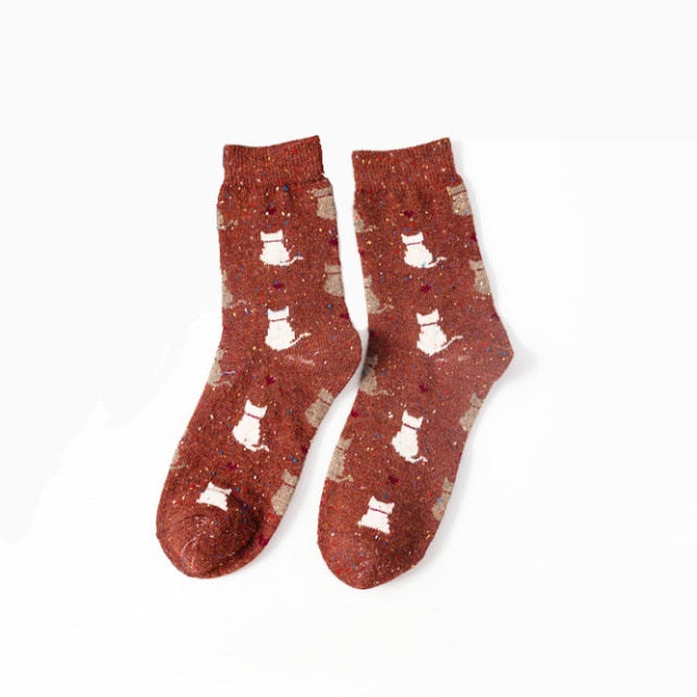  Foaincore 15 Pairs Women Wool Socks Bulk Winter Cat
